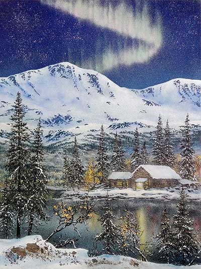 Ранний снег -  скоро зима. Картина из каменной крошки художник Кувшинов В.Н.