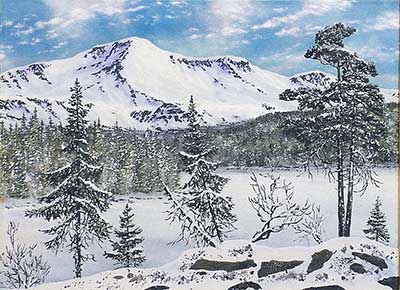 Речная долина.Зимний пейзаж из каменной крошки художник Кувшинов В.Н. 2017 год