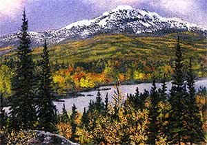 Осенний горный  пейзаж.  Картина из каменной крошки художник Кувшинов В.Н.