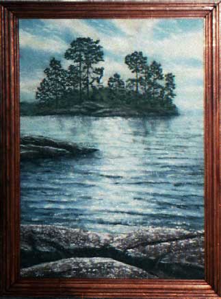 Солнечный день на озере.2003 год. Картина из каменной крошки художник Кувшинов В.Н.