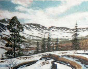 Весенний  горный пейзаж.Пейзаж из каменной крошки художник Кувшинов В.Н.