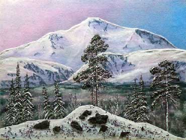 Вид с сопки на горы. Картина из каменной крошки художник Кувшинов В.Н.