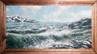 Прибой на Баренцевом море. Картина из каменной крошки. художник Кувшинов.