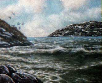 Морской пейзаж.На побережье. Картина из каменной крошки художник Кувшинов В.Н.