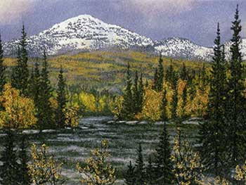 Осенняя река. Картина из каменной крошки художник Кувшинов В.Н.