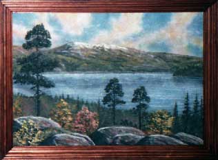 Вид на озеро. Картина из каменной крошки художник Кувшинов В.Н.