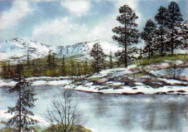 Весна на озере.2003 год. Картина из каменной крошки художник Кувшинов В.Н.