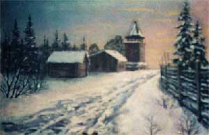Колокольня 2003 год. Картина из каменной крошки художник Кувшинов В.Н.